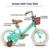 JOYSTAR 14 Inch Kids Bikes with Training Wheels & Basket, Vintage Girls Bike for Toddler of 3-5 Years Old Girls & Boys, Kids Bicycle, Green view 2