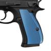 Cool Hand Aluminum Grips for CZ 75/85 Compact, P-01, P100, C100, T100, PCR, CZ 75 D, Blue, 1/4" (6.6mm) Thick, 1.59 OZ (45g), Screws Included view 1