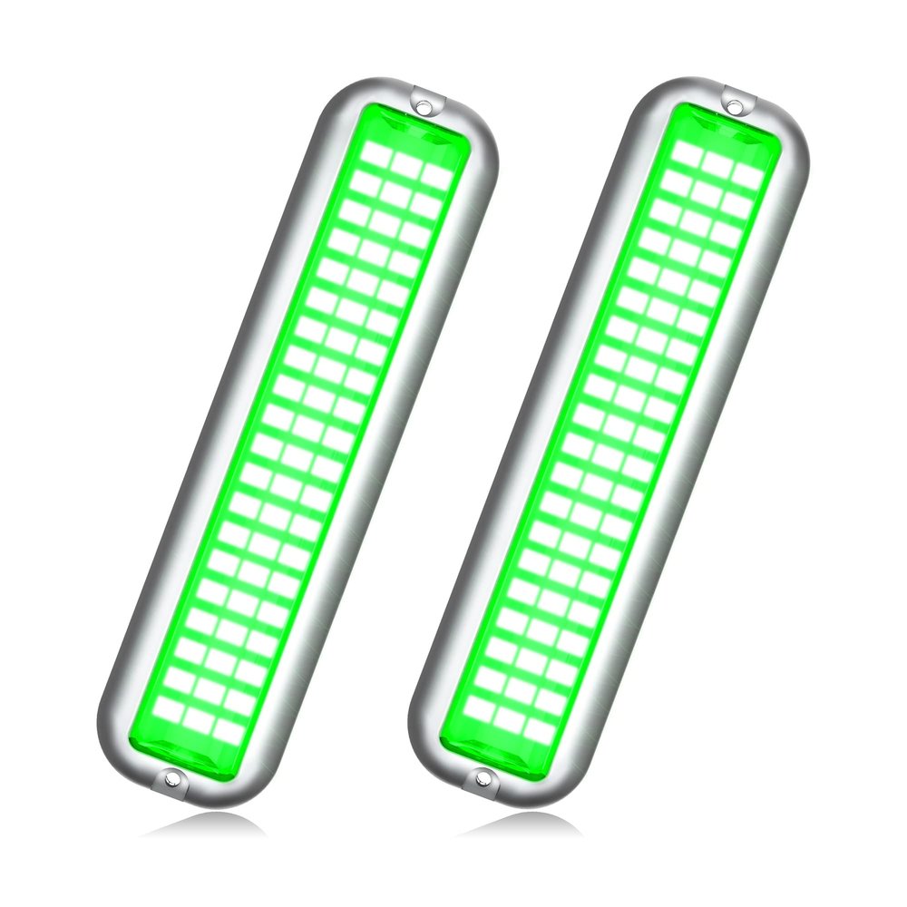 BASIKER BS3 Marine LED Boat Light (2x2000LM 60LED), 10-36V, 316 Stainless Steel, IP68, Air or Underwater, Surface Mount Designed for Cruise Ships, Yachts, Boats, Sailboat, Pontoon, Transom (Green)