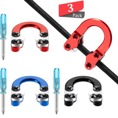 Mudder 3 Sets Archery D Loop Compound Bow Metal U Nock D Ring Buckle Release Nocking Loop with Screwdrivers for Hunting Installation Accessories