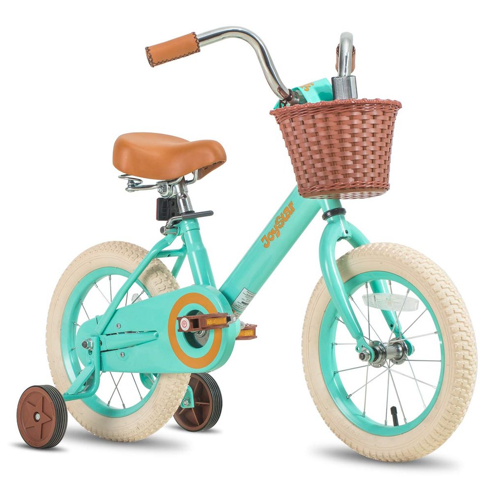 JOYSTAR 12 Inch Kids Bikes with Training Wheels & Basket, Vintage Girls Bike for Toddler of 2-4 Years Old Girls & Boys, Kids Bicycles, Green
