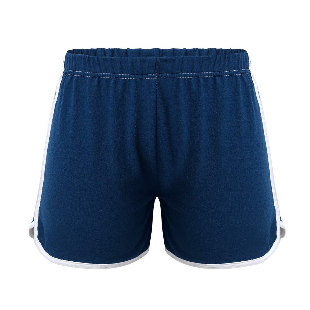 Oyolan Kids Girls Cotton Elastic Waistband Shorts Running Gym Sport Bottom Navy Blue 3-4