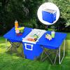 CAIDE-STORE Multi-Function Insulated Beverage Rolling Cooler Warm, Picnic Camping Outdoor w/Table & 2 Portable Foldable Camping Fishing Chair Stool with Carrying Bag (Blue) view 1