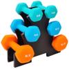 Sporzon! Colored Neoprene Coated Dumbbell Set with Stand, Multiple view 1