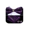 YOHOWA Mens Bow Tie Bright Purple Black Paisley Pocket Square Set Pre-Tied Bowties with Gold Ring Formal Wedding Party view 1