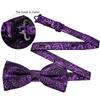 YOHOWA Mens Bow Tie Bright Purple Black Paisley Pocket Square Set Pre-Tied Bowties with Gold Ring Formal Wedding Party view 3