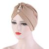 HZUX Elegant Women Turban Cap Bead Muslim Hijab Headwear India Hats Chemo Caps Cancer Hats Khaki view 2