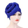 HZUX Elegant Women Turban Cap Muslim Hijab Big Flower Headwear Chemo Caps Cancer Hats Blue view 2