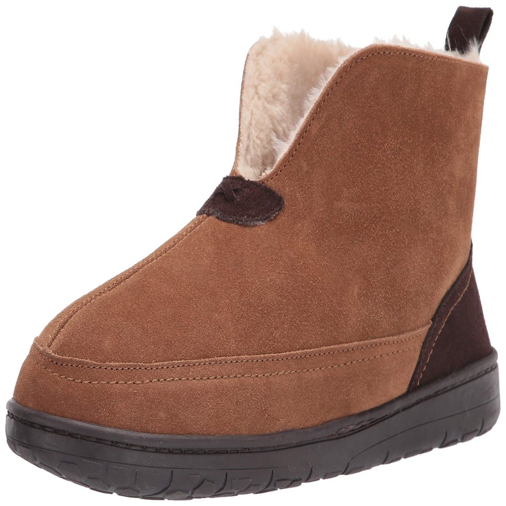 Dearfoams Men's Suede Boot Slipper, Chestnut, 13