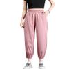 ZGZZ7 Women's Casual Active Joggers Cropped Pants Breathable Running Silk Sweatpants (Pink, Medium) view 1