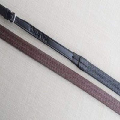 KL SELECT Black Oak Rubber Reins - Brown with Pin