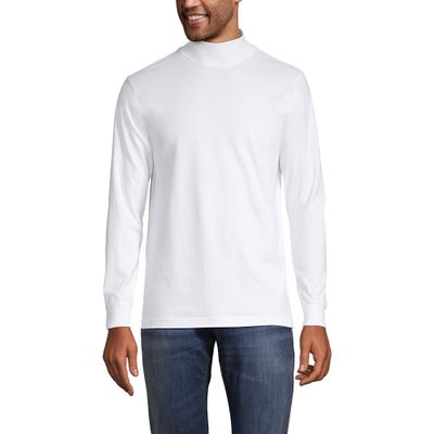 Lands' End Mens Long Sleeve Super-T Mockneck White Big and Tall 4xlt
