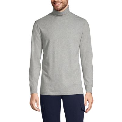 Lands' End Mens Long Sleeve Super-T Turtleneck Gray Heather Regular Large