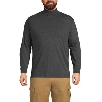 Lands' End Mens Long Sleeve Super-T Turtleneck Dark Charcoal Heather Tall Medium