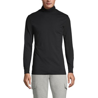 Lands' End Mens Long Sleeve Super-T Turtleneck Black Regular Small