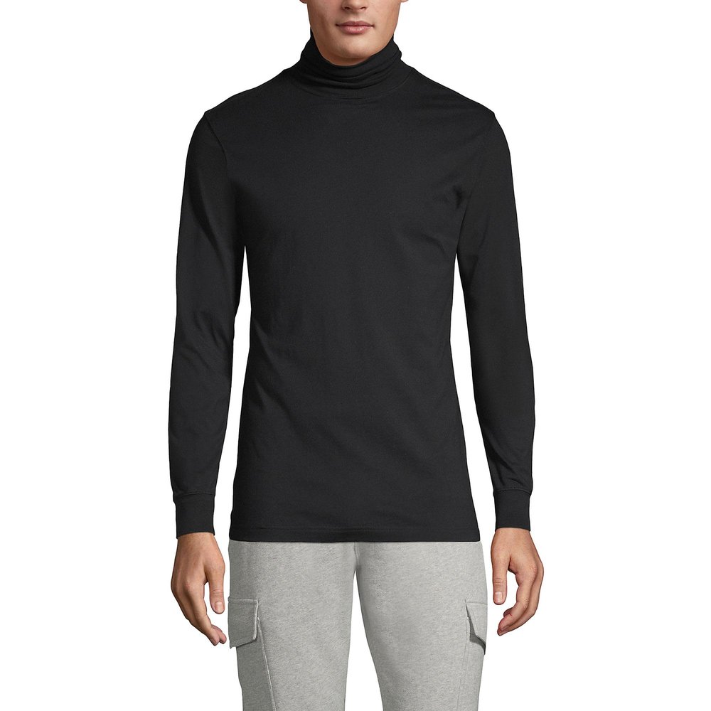 Lands' End Mens Long Sleeve Super-T Turtleneck Black Regular Medium