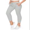ALWAYS Womens 7/8 Length Ribbed Jogger Sweatpants - Rib Knit Winter Warm Stretch Pants with Pockets Grey XL view 1