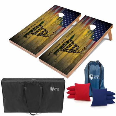 Tailgating Pros Regulation Cornhole Boards - 4'x2' Lightweight Patriotic & Flag Themed Cornhole Game w/Carrying Case & Set of 8 Corn Hole Bean Bags w/Tote