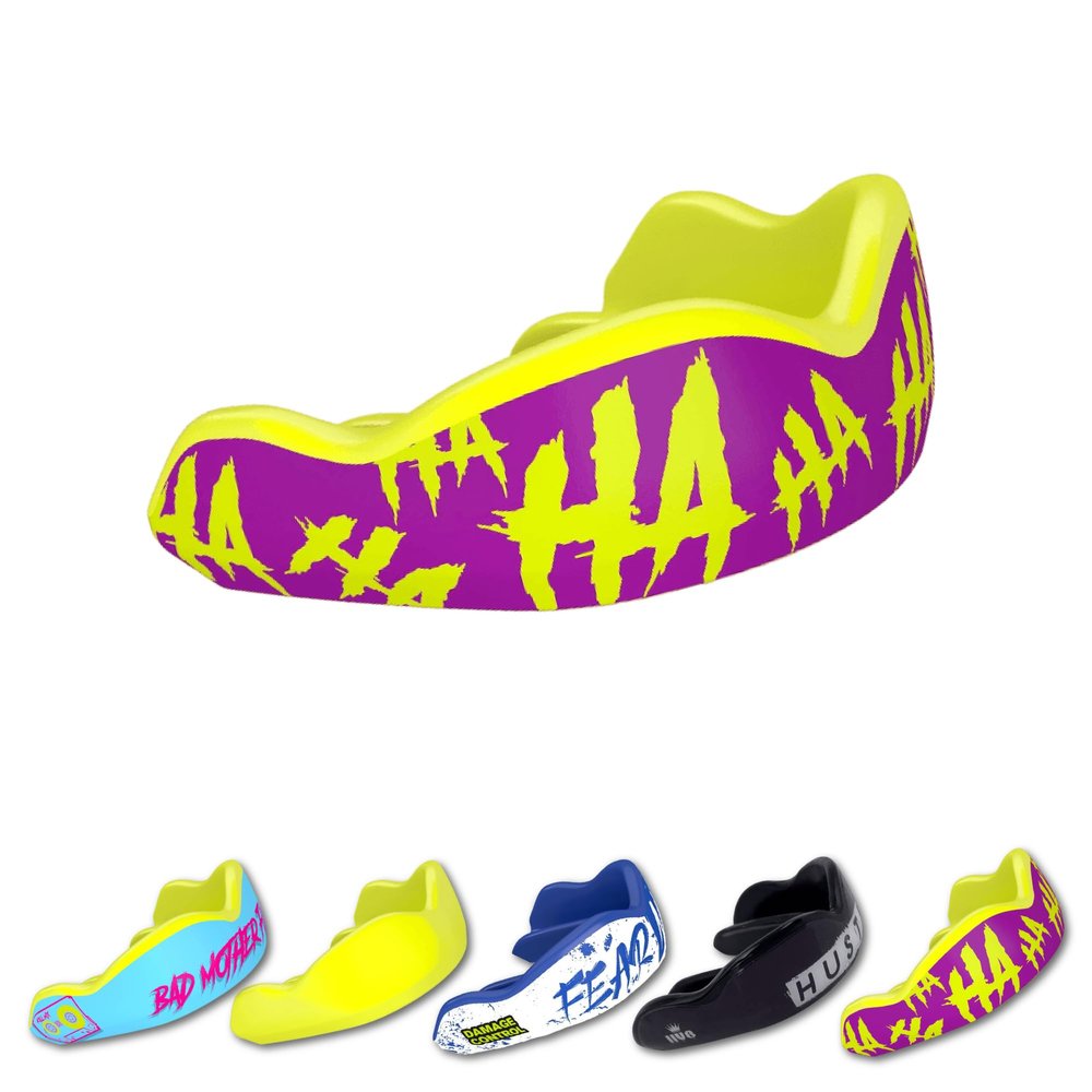 DAMAGE CONTROL High-Impact Mouth Guard  Sports Mouthguard for Boxing, Football, Hockey, Lacrosse & Basketball, Protects Teeth & Jaw, Protective Mouthpiece for Adults & Youth (Adult, HA HA HA 2.0)