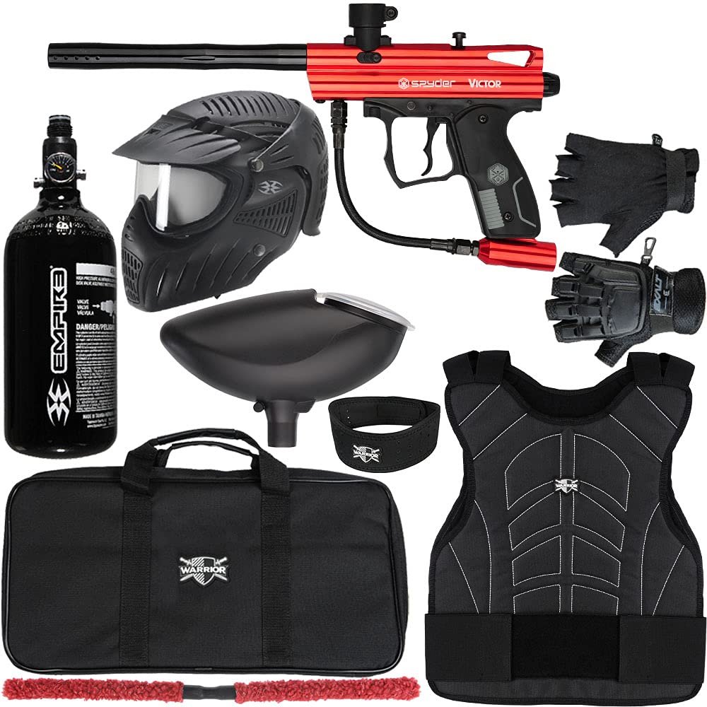 Action Village Kingman Spyder Victor Protector Paintball Gun Package Kit Protector 2 (Gloss Red, Glove Size - Small/Medium)