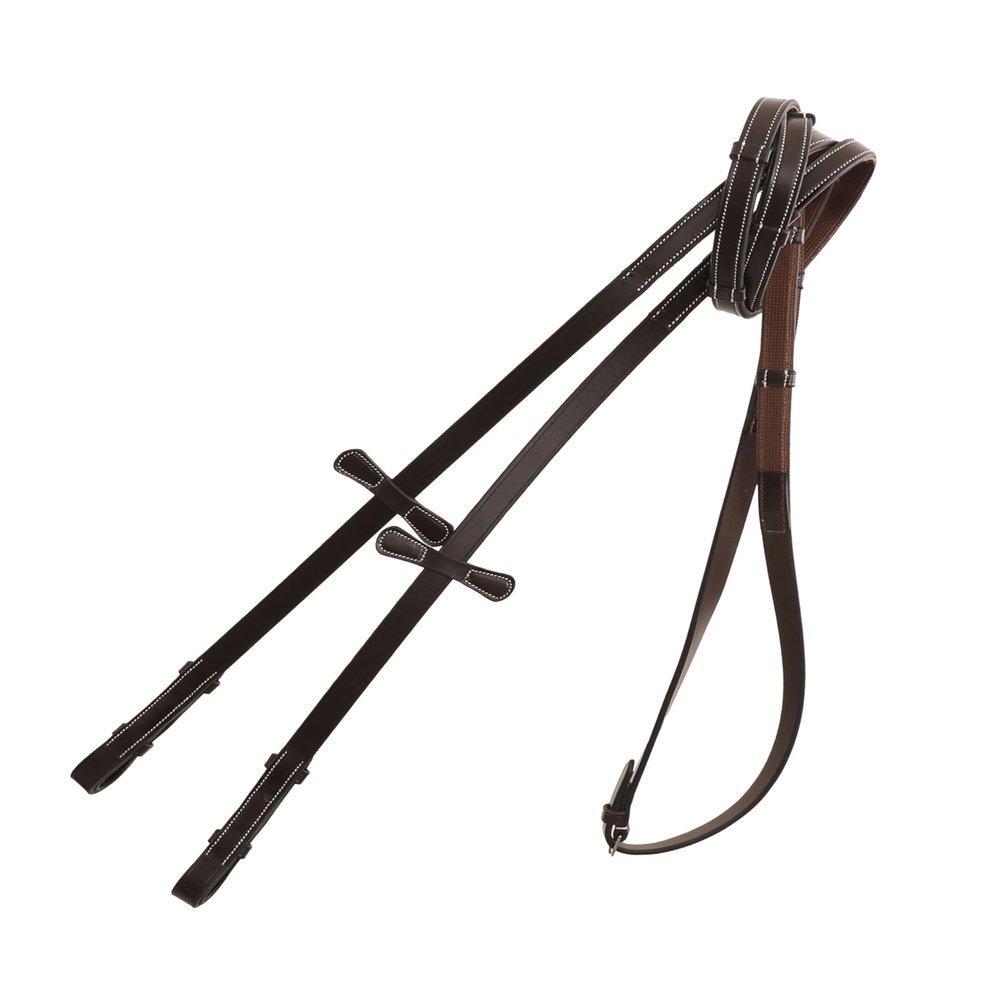 ExionPro Hunter Reins with Seven Hand Stoppers for Hunter Bridle | Martingale Stoppers | Black, Havana Brown Options - Over, Full, Cob, Pony