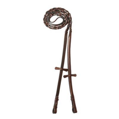 Exion Double Laced Leather Horse Reins 5/8" (16mm) English Riding Reins with Criss-Cross Grip Vegetable-Tanned Leather with Stainless Steel Buckles Dressage & Jumping