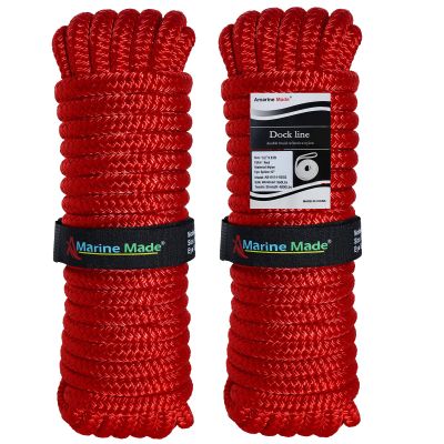 Amarine Made Pair of Double Braided Nylon Dock Lines 4840 lbs Breaking Strength (L:35 ft. D:1/2 inch Eyelet: 12 inch) 2 Pack of Marine Mooring Rope Boat Dock Lines Working Load Limit:968 lbs
