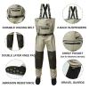 8 Fans Chest Wader for Men&Women, Stockingfoot Waders - 3 Ply Waterproof Breathable for Fly Fishing,Hunting, Kayaking (Khaki, Large) view 2