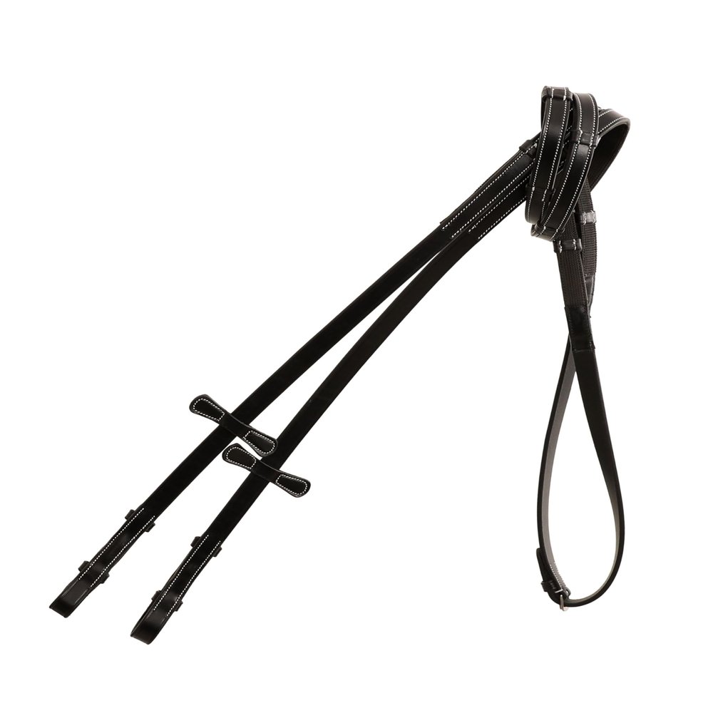 Exion Hunter Horse Reins Premium Leather & Rubber Reins with 7 Hand Stoppers 16mm Non-Slip Equestrian Reins for English Riding & Show Jumping Vegetable-Tanned Leather