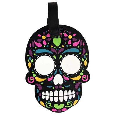By Mexico Day of the Dead Luggage Tag, Da de Muertos Calaveras Negra Skull Designs