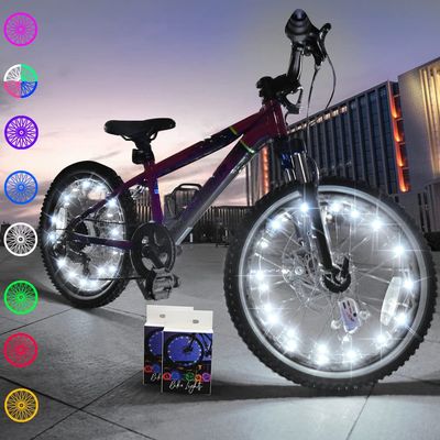 TINANA 2 Tire Pack LED Bike Wheel Lights Ultra Bright Waterproof Bicycle Spoke Lights Cycling Decoration Safety Warning Tire Strip Light for Kids Adults Night Riding (White 2pack)