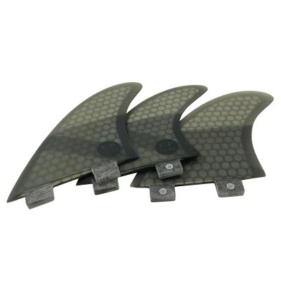 UPSURF Fibreglass Surfboard Fins M Size Thruster Double Tabs Fins Style (3 Fins) by Choose Color (Grey G7)