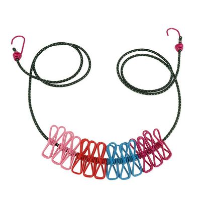 Inzopo Travel Camping Elastic Clothes Line with 12pcs Pegs Colorful Colorful