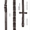 Exion Double Laced Leather Horse Reins  5/8" (16mm) English Riding Reins with Criss-Cross Grip  Vegetable-Tanned Leather with Stainless Steel Buckles  Dressage & Jumping view 3
