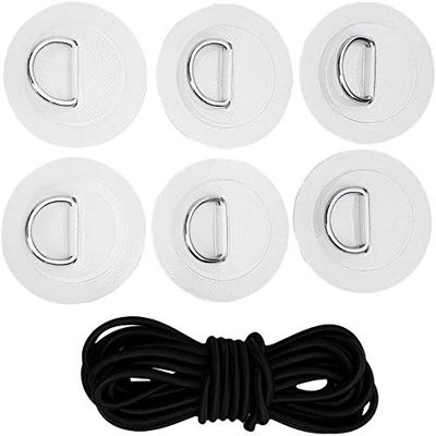 Inzopo Stand Up Paddleboard SUP Bungee Deck Rigging Kit Heavy Duty 6Pcs D-Ring Pad Patch Deck Attachment Kit Accessories Blue