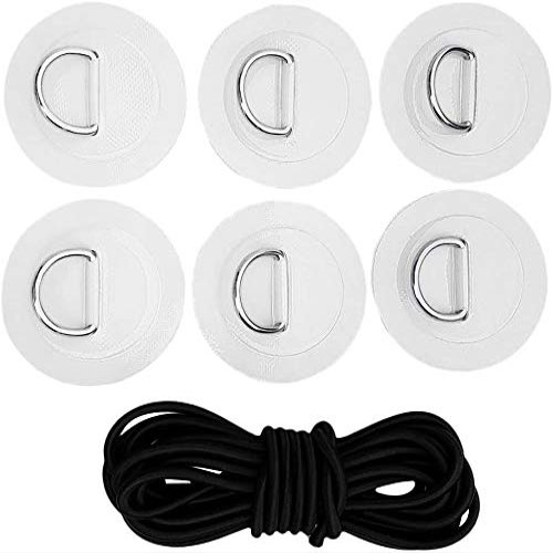 Inzopo Stand Up Paddleboard SUP Bungee Deck Rigging Kit Heavy Duty 6Pcs D-Ring Pad Patch Deck Attachment Kit Accessories Blue