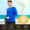 Bright Blue Long Sleeve Rashguard for Men - Sun & UV Protection Athletic T-Shirt for Outdoor Activities view 2