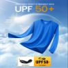 Bright Blue Long Sleeve Rashguard for Men - Sun & UV Protection Athletic T-Shirt for Outdoor Activities view 3