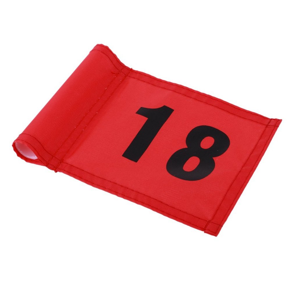 Inzopo Numbered 1/18 Professional Golf Putting Green Flag for Backyard Garden Golf Practice Sports Golfer Gift - 3 Colors Red with Number 18