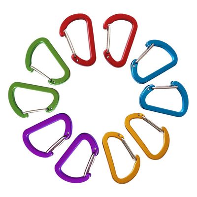 ABCOOL 10PCS Keychain Clips Mini Carabiner - 1 5/8inch Small Aluminum Durable Quick Release Auto Locking D-Shape Spring Loaded Wire Gate Clip for Home, Rv, Camping, Fishing, Hiking, Traveling