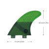 UPSURF Fibreglass Surfboard Fins M Size Thruster Double Tabs Fins Style (3 Fins) by Choose Color (Green G7) view 3