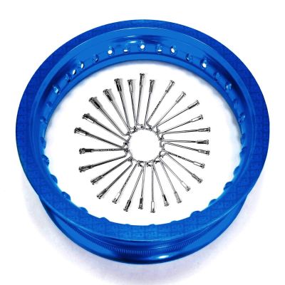 50 Caliber Racing 10 inch Wheel With Spokes - Blue Anodized - Compatible with XR50R CRF50F [5201+5200]