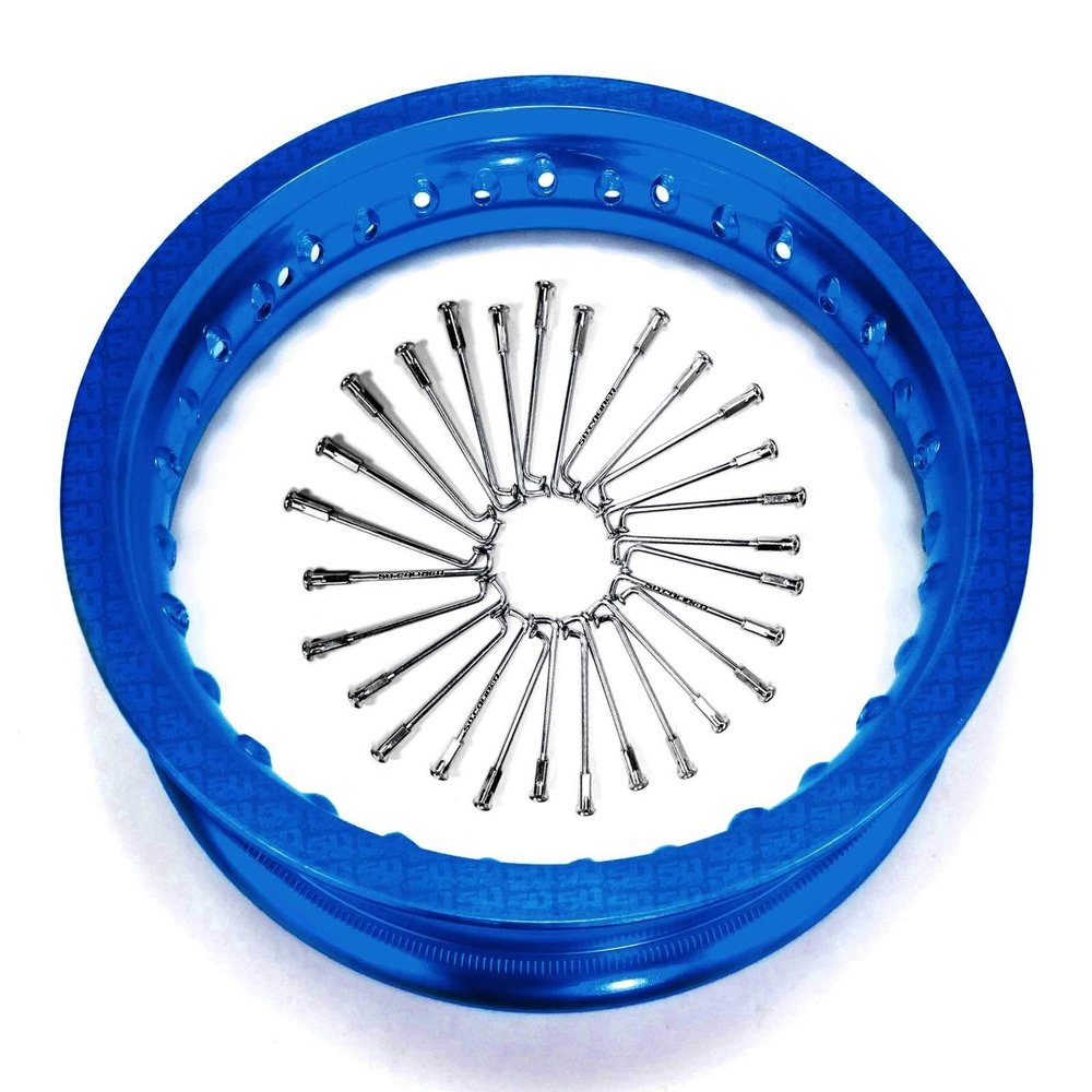 50 Caliber Racing 10 inch Wheel With Spokes - Blue Anodized - Compatible with XR50R CRF50F [5201+5200]