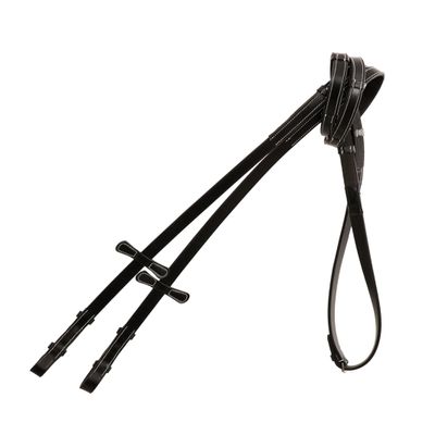 Exion Hunter Reins with Seven Hand Stoppers for Hunter Bridle | Martingale Stoppers | Black, Havana Brown Options - Over, Full, Cob, Pony