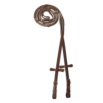 Exion Non-Slip Rubber Web Reins for Horse Bridle 5/8" Premium Leather English Reins with 7 Safety Stops & Stainless Steel Buckles Grippy Training & Jumping Reins Full, Cob, Warmblood Sizes