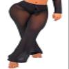 Awoscut Women See Through Sheer Mesh Pants Beach Swimsuit Bikini Bottom Cover up Party Club Elastic High Waist Wide Leg Pants (Drawstring-Black, M) view 2