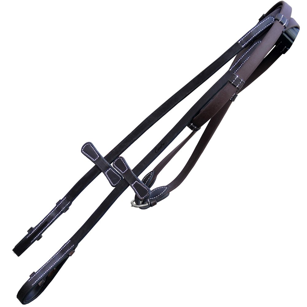 Exion Ultra Soft Leather Plain Rubber Reins with Hand Stops | Durable Equestrian Reins for Grip and Control