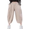 ZGZZ7 Women's Casual Tapered Linen Cropped Pants Elastic Palazzo Lounge Ankle Capris Trousers (Khaki, Small) view 1
