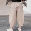 ZGZZ7 Women's Casual Tapered Linen Cropped Pants Elastic Palazzo Lounge Ankle Capris Trousers (Khaki, Small) view 2
