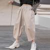 ZGZZ7 Women's Casual Tapered Linen Cropped Pants Elastic Palazzo Lounge Ankle Capris Trousers (Khaki, Small) view 4